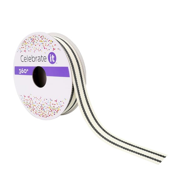 5/8" x 5yd. Ticking Striped Grosgrain Ribbon by Celebrate It